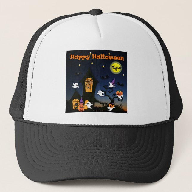 Casquette Happy Halloween Haunted House (Devant)