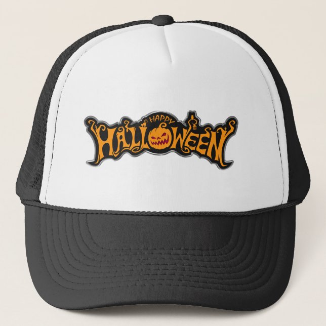 Casquette Happy Halloween Ruby Eye Citrouille Argent Cadre (Devant)