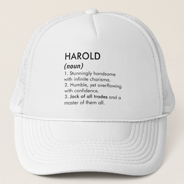 Casquette Harold name, Editable name, Custom name (Devant)