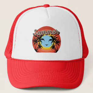CASQUETTE HAT TROPICAL VINTAGE TRUCKER BEACH D'ÉTÉ