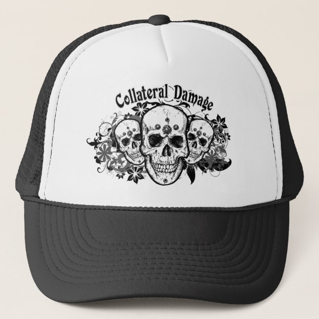 Casquette hawaïen de camionneur de crânes de dégât (Devant)