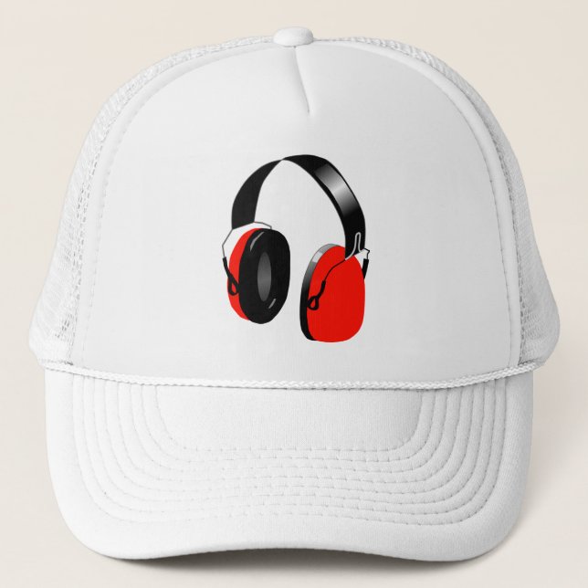 CASQUETTE HEADPHONES ROUGES POUR DJ MODERNE (Devant)