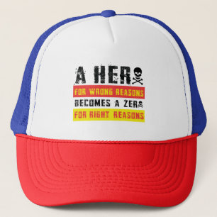 Casquette Hero citation en gras avec texte coloré et look ro