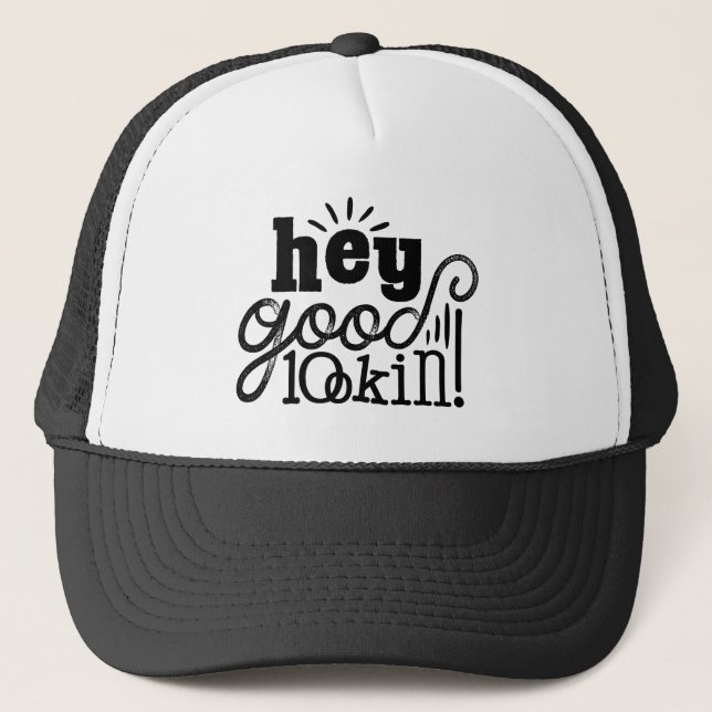 Casquette Hey Good Loin Typographie Citation Art Design (Devant)