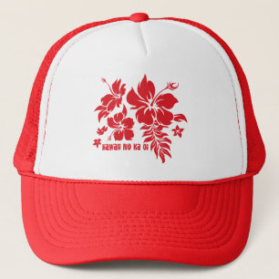 Casquette Hibiscus Pareau Hawaiian Floral in Red for Hats