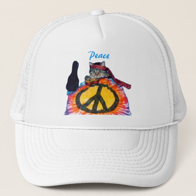Casquette hippie de guitare de chat (Devant)
