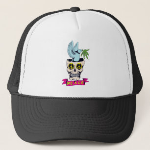 Casquette hippie rétro paix crâne vectoriel art