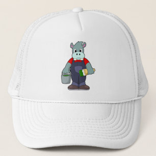 Casquette Hippo à la peinture avec seau de peinture et de pi