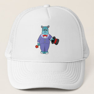 Casquette Hippo en groom avec costume et Rose