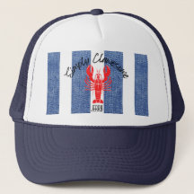 Homard rouge sur les bandes de Denim Bleu et Blanc