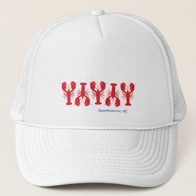 Casquette Homards rouges Blanc Personnalisé Bleu Emplacement (Devant)