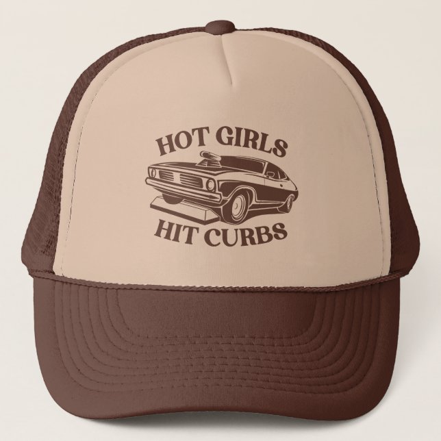 Casquette Hot Girls Hit Curbs - Brown (Devant)
