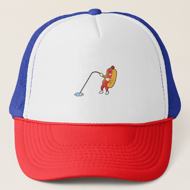 Casquette Hotdog à la pêche avec bâtonnet de pêche (Devant)