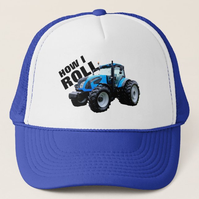 Casquette "How I Roll" avec Blue Farm Tractor (Devant)