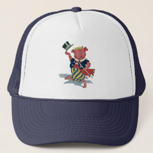 Casquette Humour Vintage, Cochon Heureux qui Danse