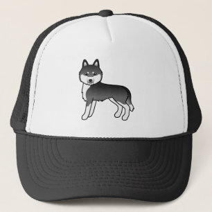 Casquette Husky Sibérien Noir Et Blanc Chien De Dessin Animé