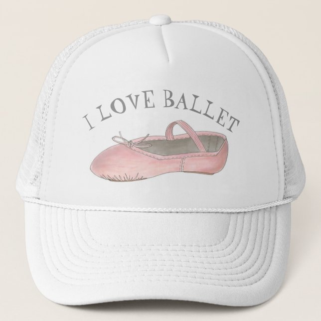 Casquette I Love Ballet Ballerina Pink Slipper professeur de (Devant)