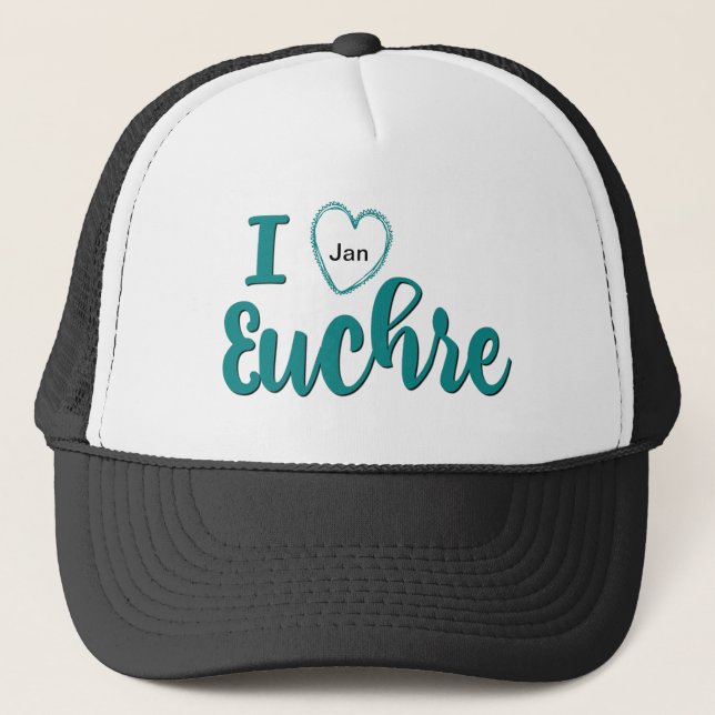 Casquette I Love Euchre Personnalisé Lettré Design (Devant)