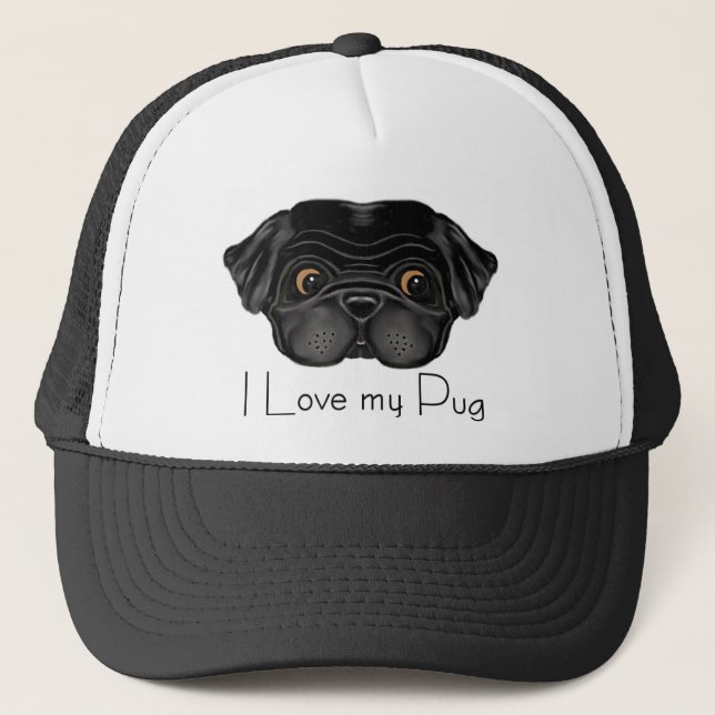 Casquette I Love My Black Carlin mignon Carlin noir et Citat (Devant)