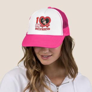Casquette I Love My Boyfriend Photo personnalisée Coeur