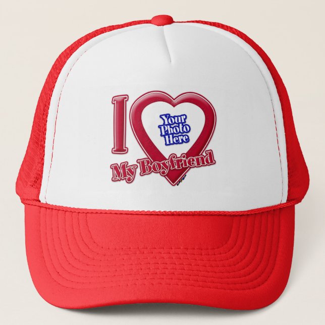 Casquette I Love My Boyfriend Photo Red Heart (Devant)