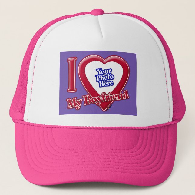 Casquette I Love My Boyfriend Photo Red Heart Purple (Devant)