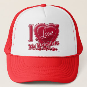 Casquette I Love My Daughters rouge - coeur
