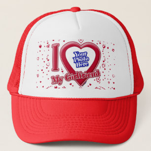 Casquette I Love My Girlfriend Photo Coeurs rouges