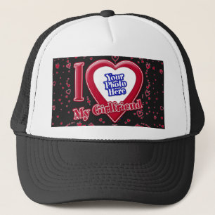Casquette I Love My Girlfriend Photo Coeurs rouges Noir