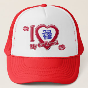 Casquette I Love My Girlfriend Photo Rouge Coeur Lèvres