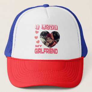 Casquette I Love My Girlfriend Pink Heart Photo personnalis