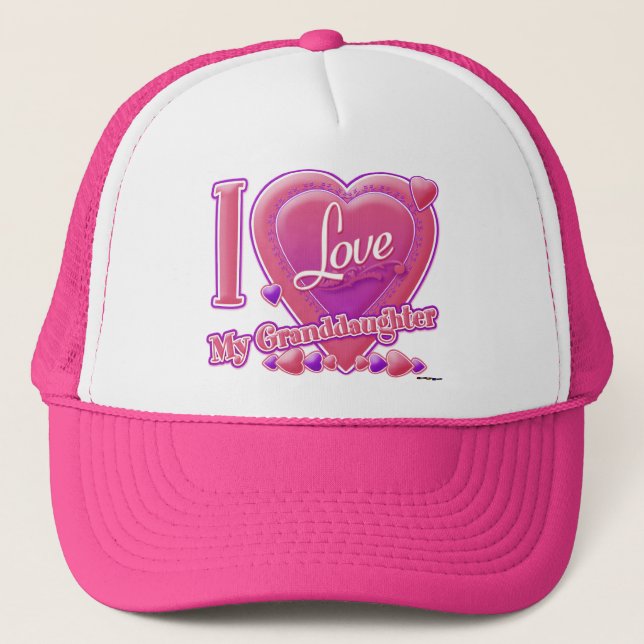 Casquette I Love My Grandgirl rose/violet - coeur (Devant)