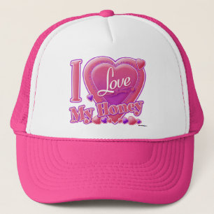 Casquette I Love My Honey rose/violet - coeur