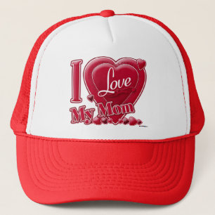 Casquette I Love My Mom rouge - coeur