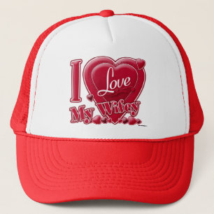 Casquette I Love My Wifey rouge - coeur