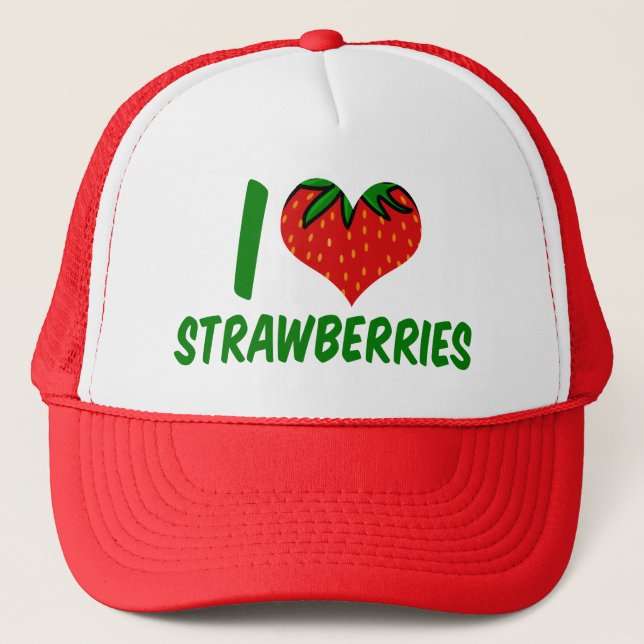 Casquette I Love Strawberries Cute Strawberry Farm (Devant)