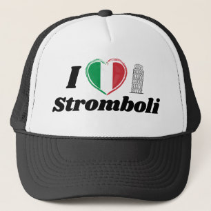 Casquette I Love Stromboli Italien Coeur Drapeau Trucker Cha