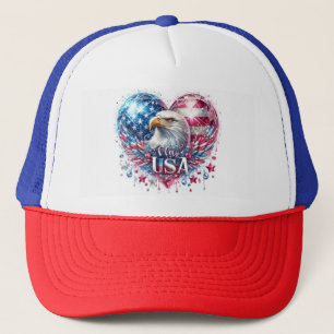 Casquette I Love Usa Patriotic Eagle and Heart