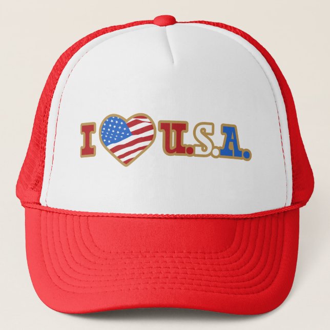Casquette I Love USA Trucker Hat (Devant)