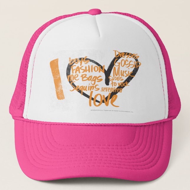 Casquette I orange de graffiti de coeur (Devant)