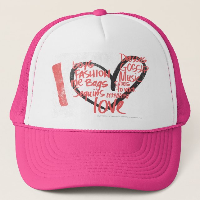 Casquette I rose de graffiti de coeur (Devant)