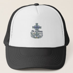 Casquette Il Est Ressuscité Croix De Pâques Vintage Vecteur