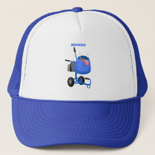Casquette Illustration amusante du mélangeur de ciment bleu