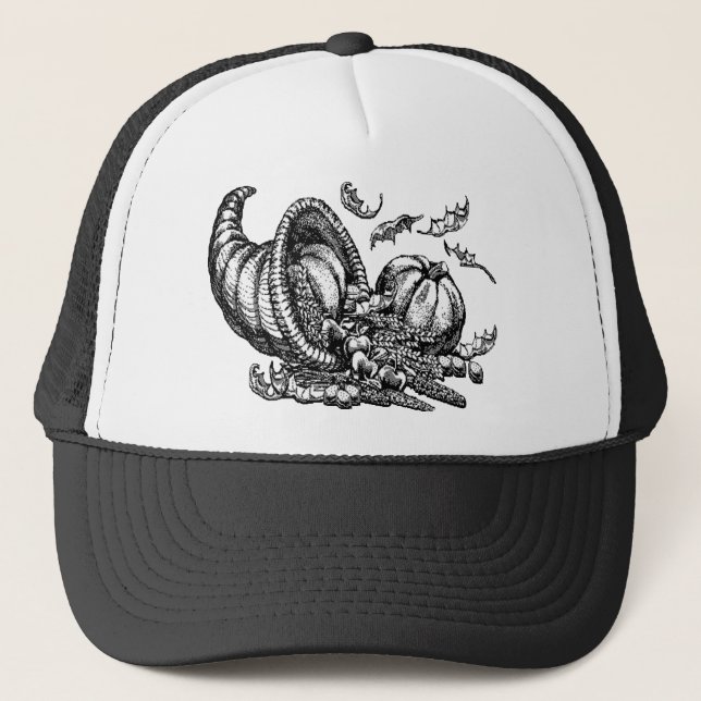Casquette Illustration classique en osier Cornucopia noir bl (Devant)
