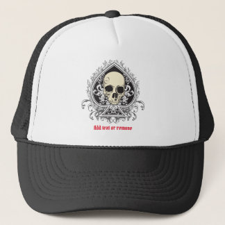 Casquette illustration cool d'un crâne et d'un as de pique,