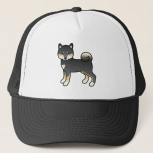 Casquette Illustration de chien de dessin animé noir et tan 