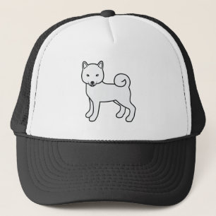 Casquette Illustration de chien de dessin blanc Shiba Inu mi
