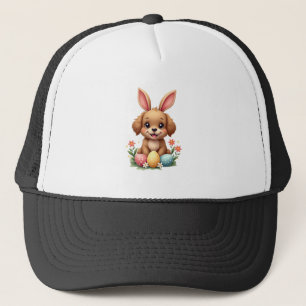 Casquette Illustration de chien de Pâques vintage avec lapin