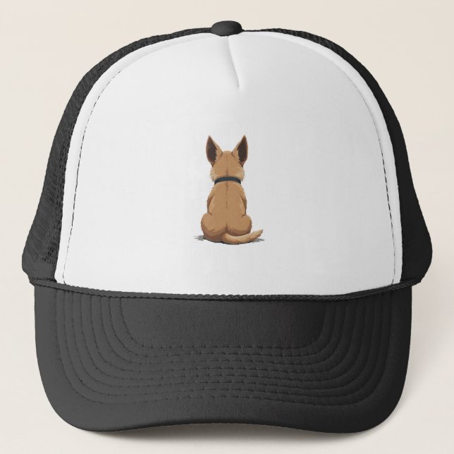 Casquette Illustration de chien vintage vu de dos avec de gr (Devant)