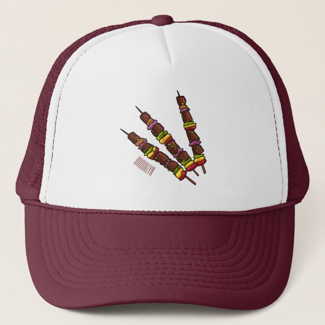 Casquette Illustration de dessin animé Kebab ou kabob (Devant)